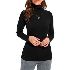 Womens Long Sleeve Turtleneck T-Shirts Casual Lightweight Slim Fit Cozy Base